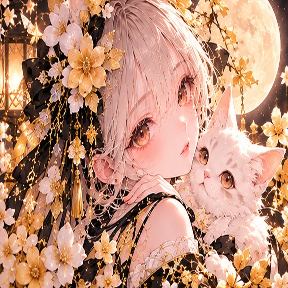 月夜の猫姫|幻想アイコン6種セット 🌙🐈