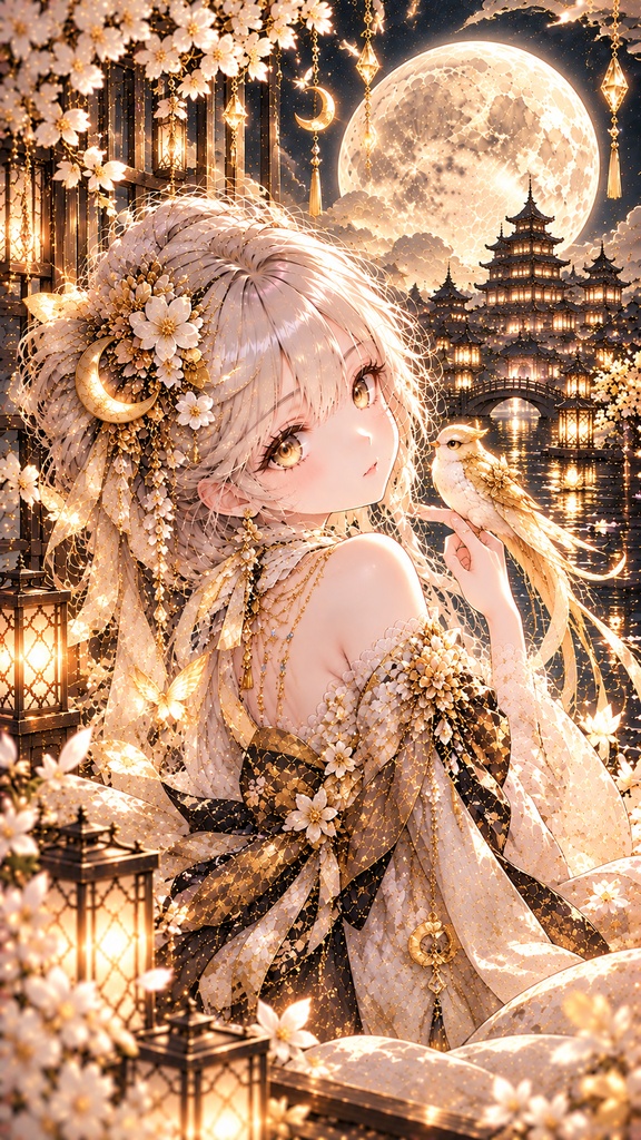 月ゆら|幻想スマホ壁紙 6枚セット 🌙 桜月・蒼月・紫月・金月・紅月・雪月