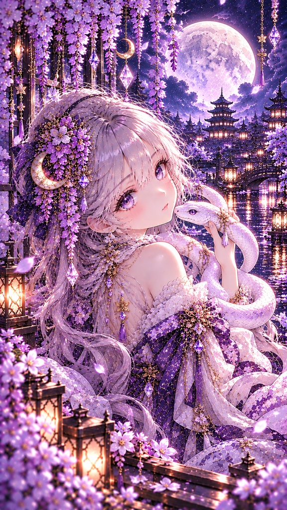 月ゆら|幻想スマホ壁紙 6枚セット 🌙 桜月・蒼月・紫月・金月・紅月・雪月