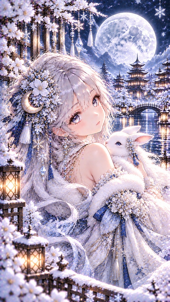 月ゆら|幻想スマホ壁紙 6枚セット 🌙 桜月・蒼月・紫月・金月・紅月・雪月