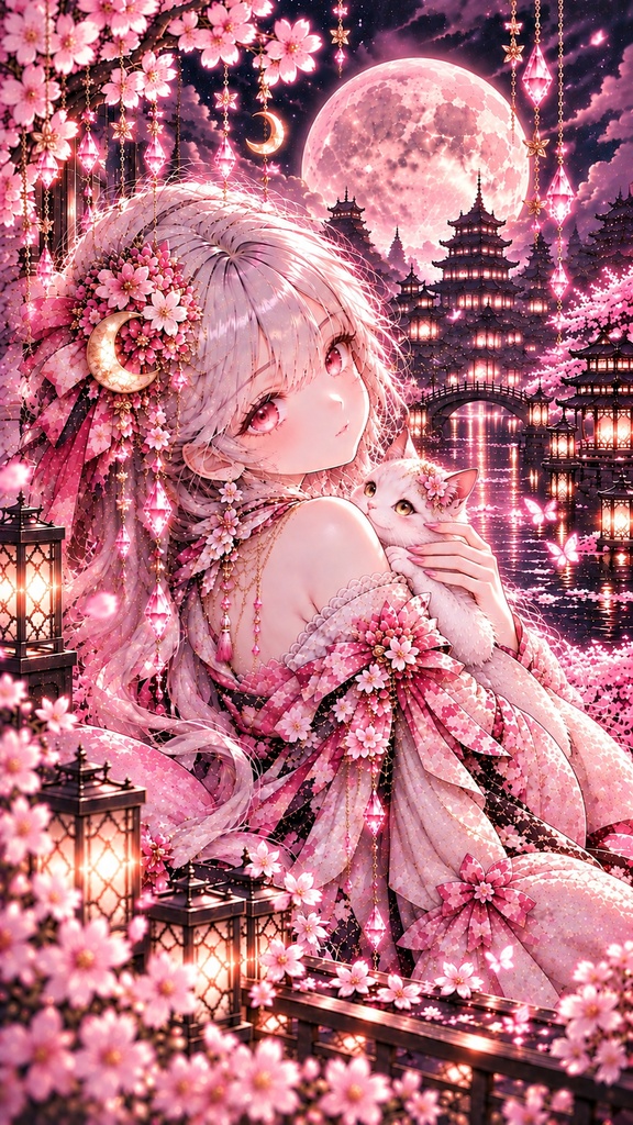 月ゆら|幻想スマホ壁紙 6枚セット 🌙 桜月・蒼月・紫月・金月・紅月・雪月