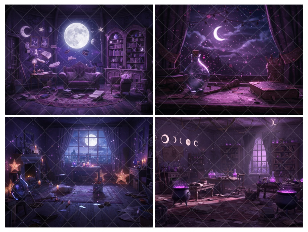 背景素材【魔女の部屋・魔法の部屋】50枚セット