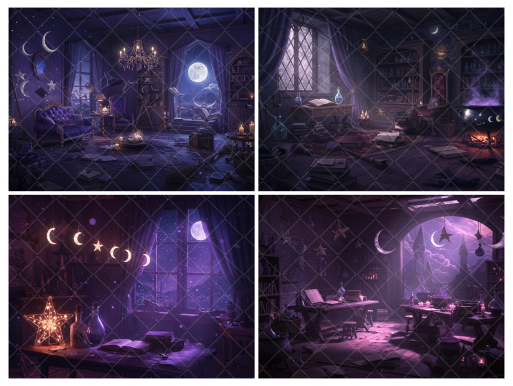 背景素材【魔女の部屋・魔法の部屋】50枚セット