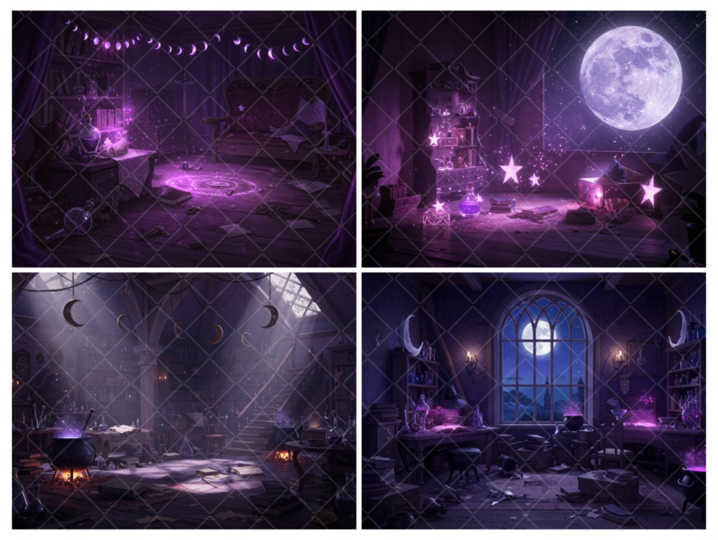 背景素材【魔女の部屋・魔法の部屋】50枚セット