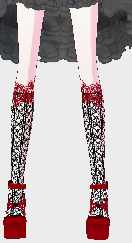 VRoid【Free / 無料】網レースソックス テクスチャ Black lace net Sock stexture