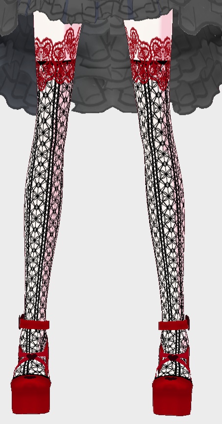 VRoid【Free / 無料】網レースソックス テクスチャ Black lace net Sock stexture