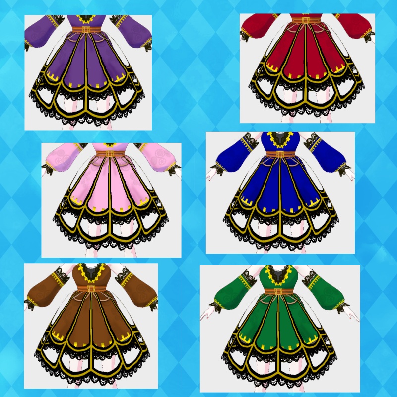 VRoid【Free / 無料】スチームパンク2 追加テクスチャ Additional Steam Punk Dress Texture set