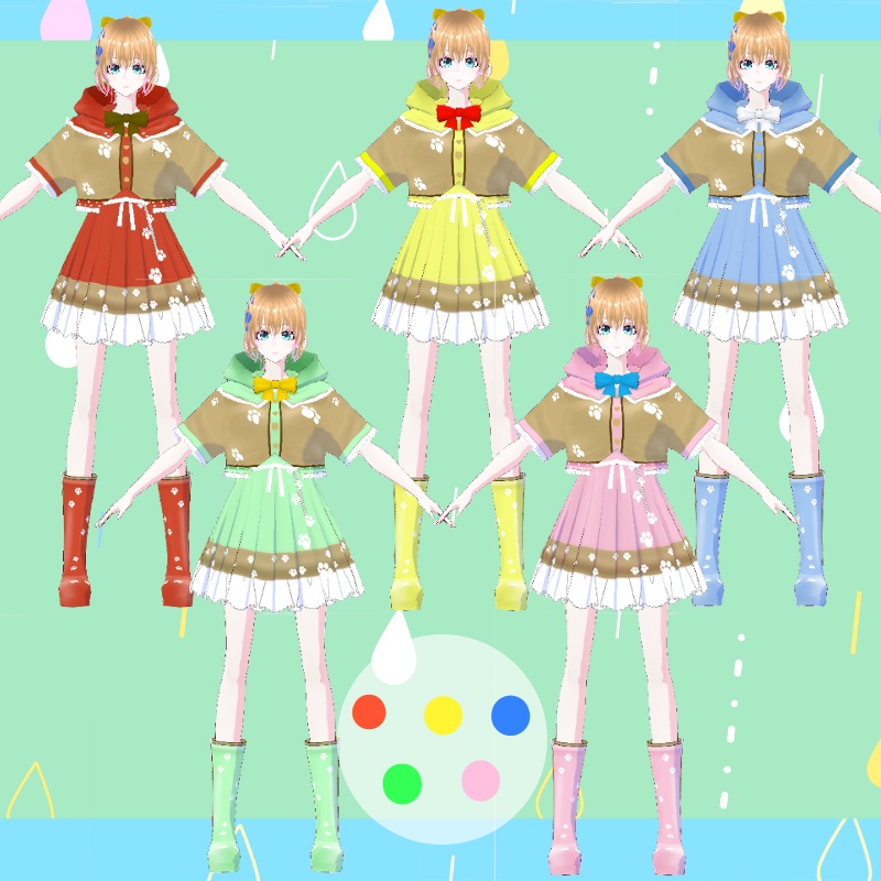 VRoid【Free / 無料】春の雨セット Spring Sprinkle Set