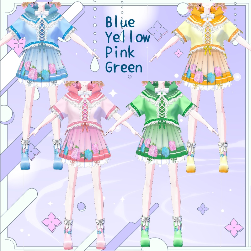 VRoid【Free / 無料】梅雨の紫陽花 セット Hydrangea Drizzle Set