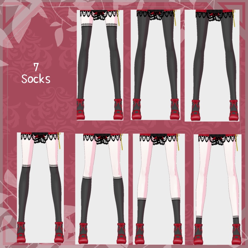 VRoid【Free / 無料】レースソックス テクスチャセット Lace socks texture set