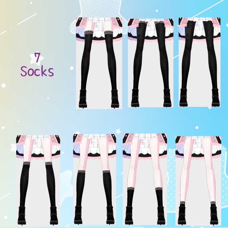 VRoid【Free / 無料】レースソックス テクスチャセット Lace socks texture Set