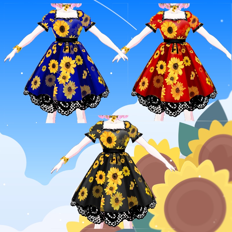 VRoid【Free / 無料】ひまわりの小道 Sunflower Road Set