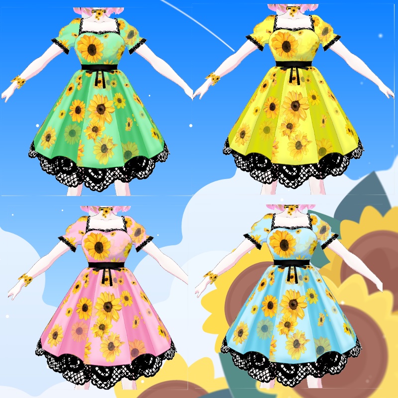 VRoid【Free / 無料】ひまわりの小道 Sunflower Road Set