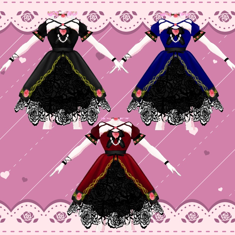 VRoid【Free / 無料】薔薇の舞踏 セット Rose Dance Set