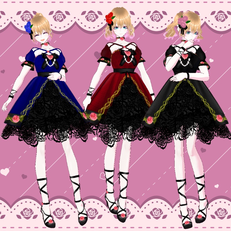 VRoid【Free / 無料】薔薇の舞踏 セット Rose Dance Set