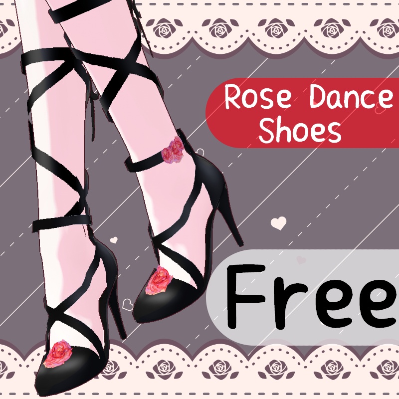 Vroid【Free / 無料】薔薇のヒール靴　Rose Dance shoes