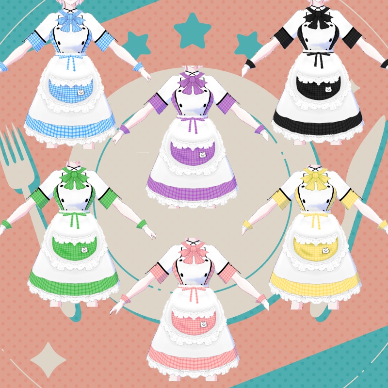 VRoid【Free / 無料】腹ペコにゃんこカフェ セット HungryNeko café set