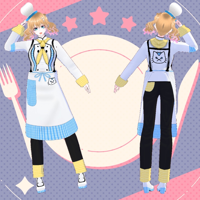 VRoid【Free / 無料】腹ペコにゃんこカフェ・ズボン セット HungryNeko café pants set