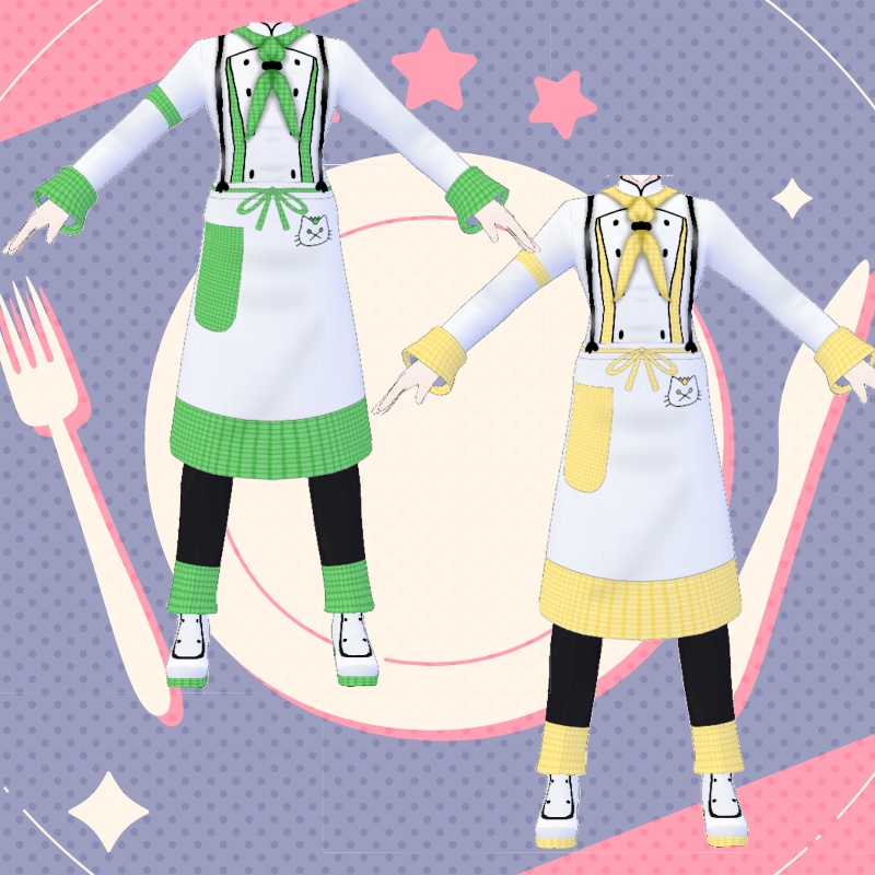 VRoid【Free / 無料】腹ペコにゃんこカフェ・ズボン セット HungryNeko café pants set