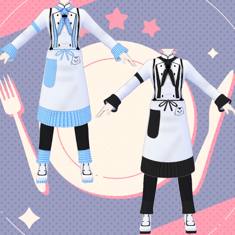 VRoid【Free / 無料】腹ペコにゃんこカフェ・ズボン セット HungryNeko café pants set
