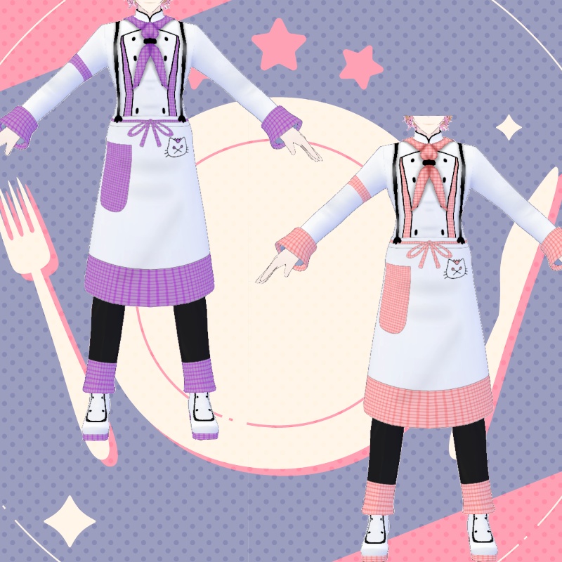VRoid【Free / 無料】腹ペコにゃんこカフェ・ズボン セット HungryNeko café pants set