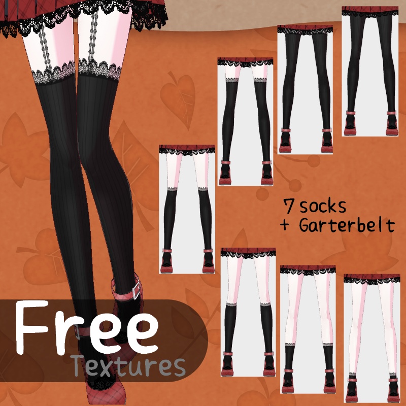 VRoid【Free / 無料】レースソックス テクスチャセット lace Socks Texture set