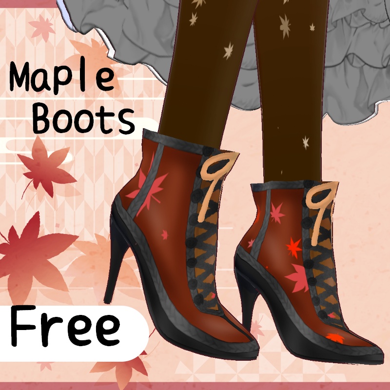 Vroid【Free / 無料】カエデのブーツ Maple Boots Set