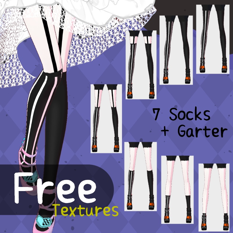VRoid【Free / 無料】ソックス　テクスチャセット Socks Texture set
