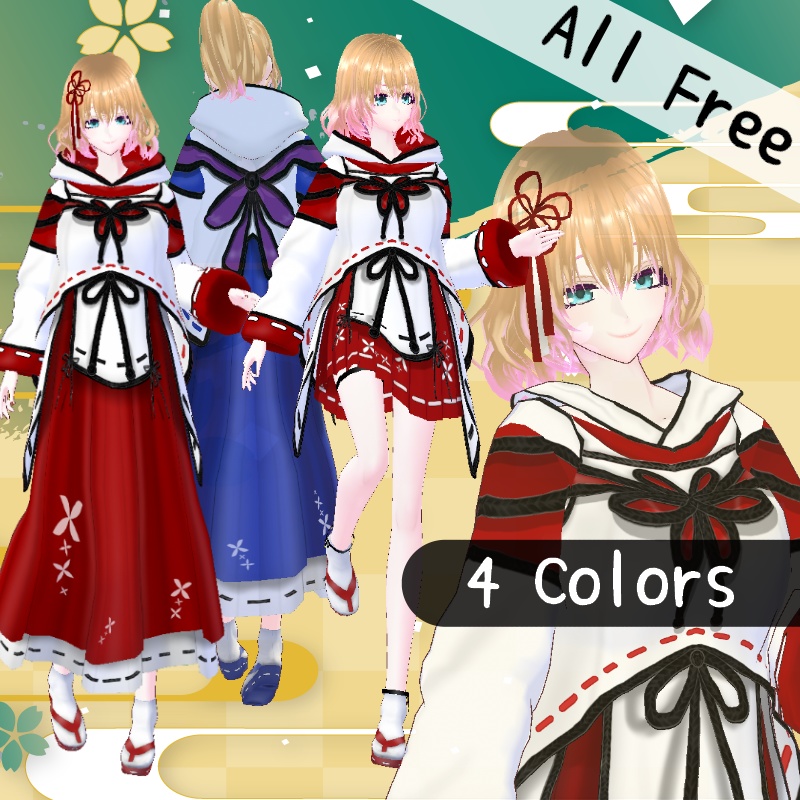 VRoid【Free / 無料】和風ローブ セット Wafuu Robe Set