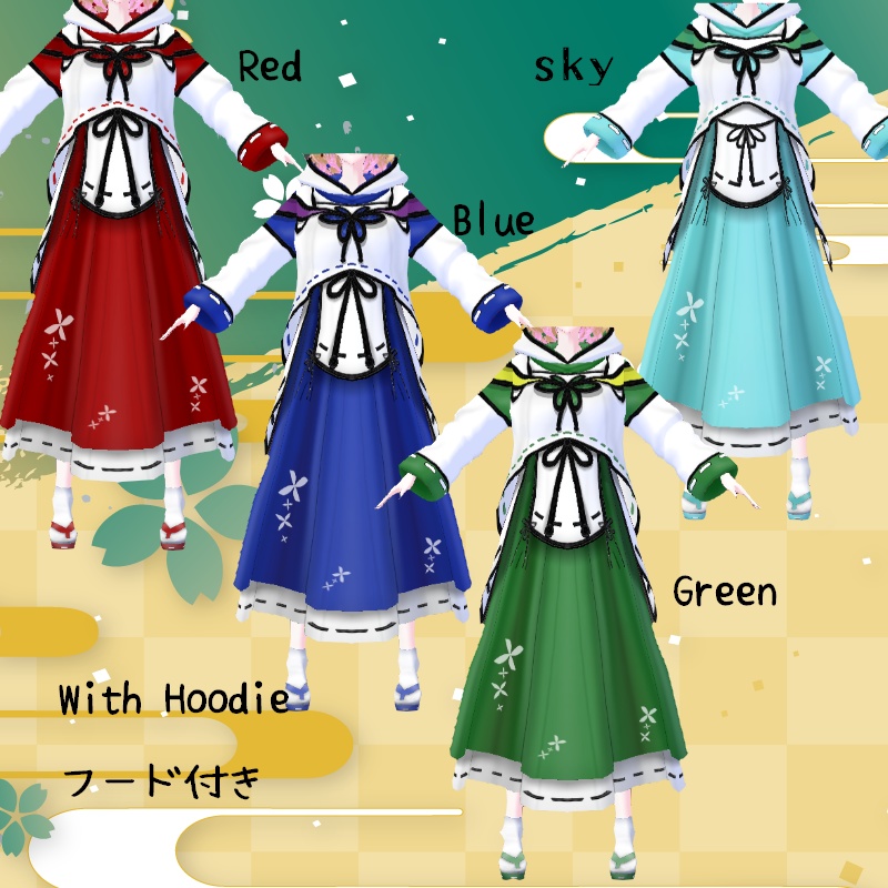 VRoid【Free / 無料】和風ローブ セット Wafuu Robe Set