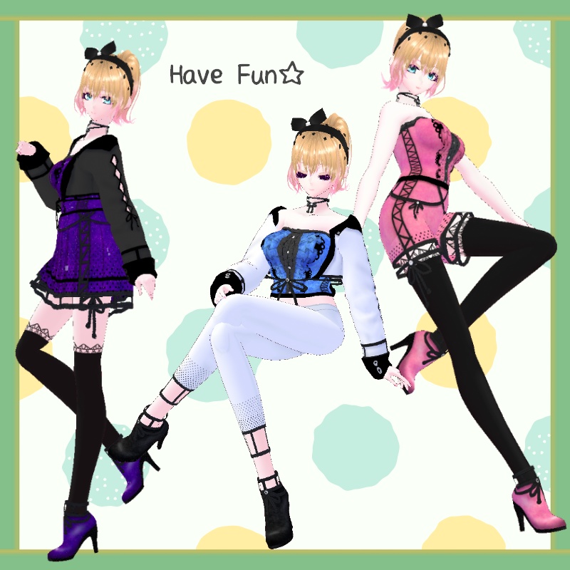 VRoid【Free / 無料】ドットダンス セット Dot Dance Set