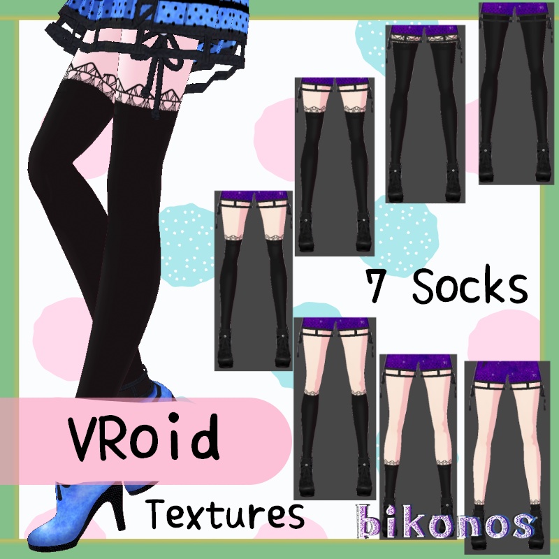 VRoid【Free / 無料】ドットのダンス ソックス Dot dance socks Set