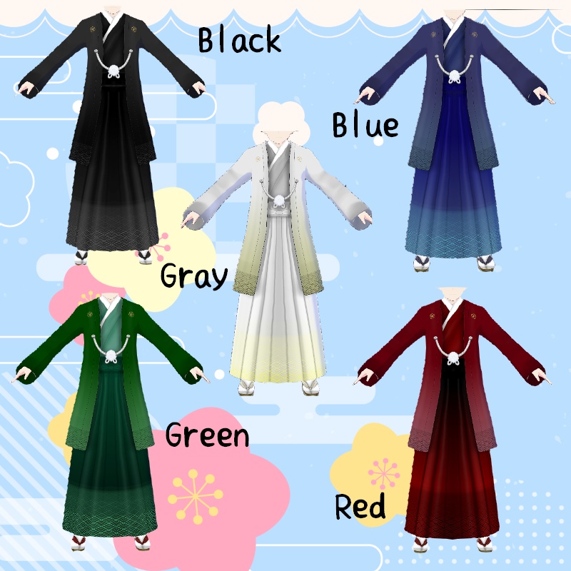 VRoid【Free / 無料】希望持つ 袴 セット Hoping for Hakama Set