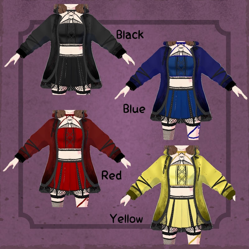 VRoid 夜中の尖スカート セット Midnight Edge Skirt Set