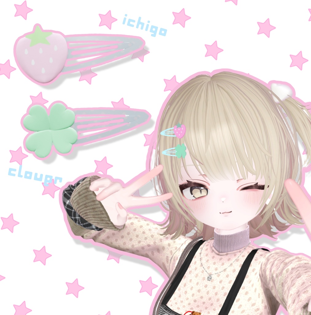 【Free】clover ichigo ヘアアクセサリー ໒꒱.+゚
