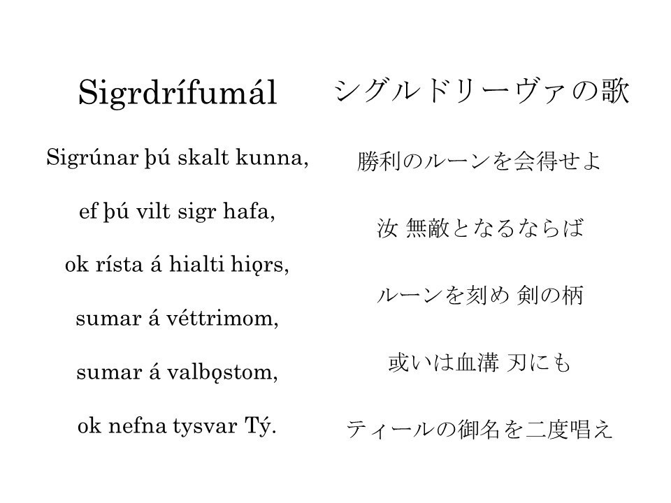 シグルドリーヴァの歌 ルーン詩Tシャツ白