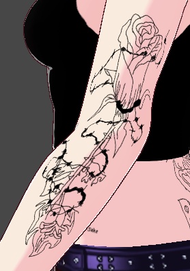 Barbed wire / Burning rose (Left arm)