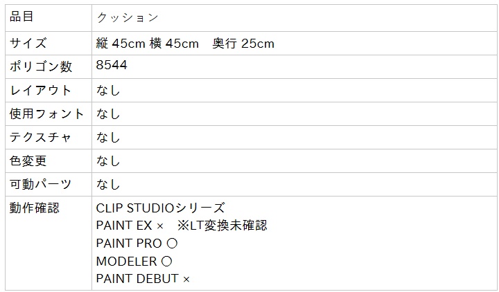 【3D素材/クリスタ用】クッション
