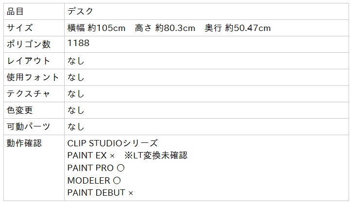 【3D素材/クリスタ用】デスク