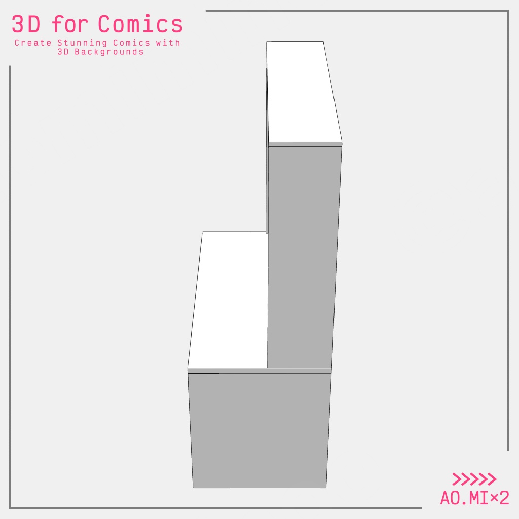 【3D素材/クリスタ用】勉強机(棚付き)