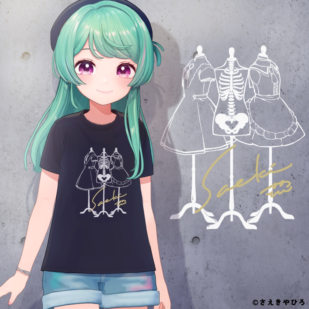 骨トルソーTシャツ【ネイビー】