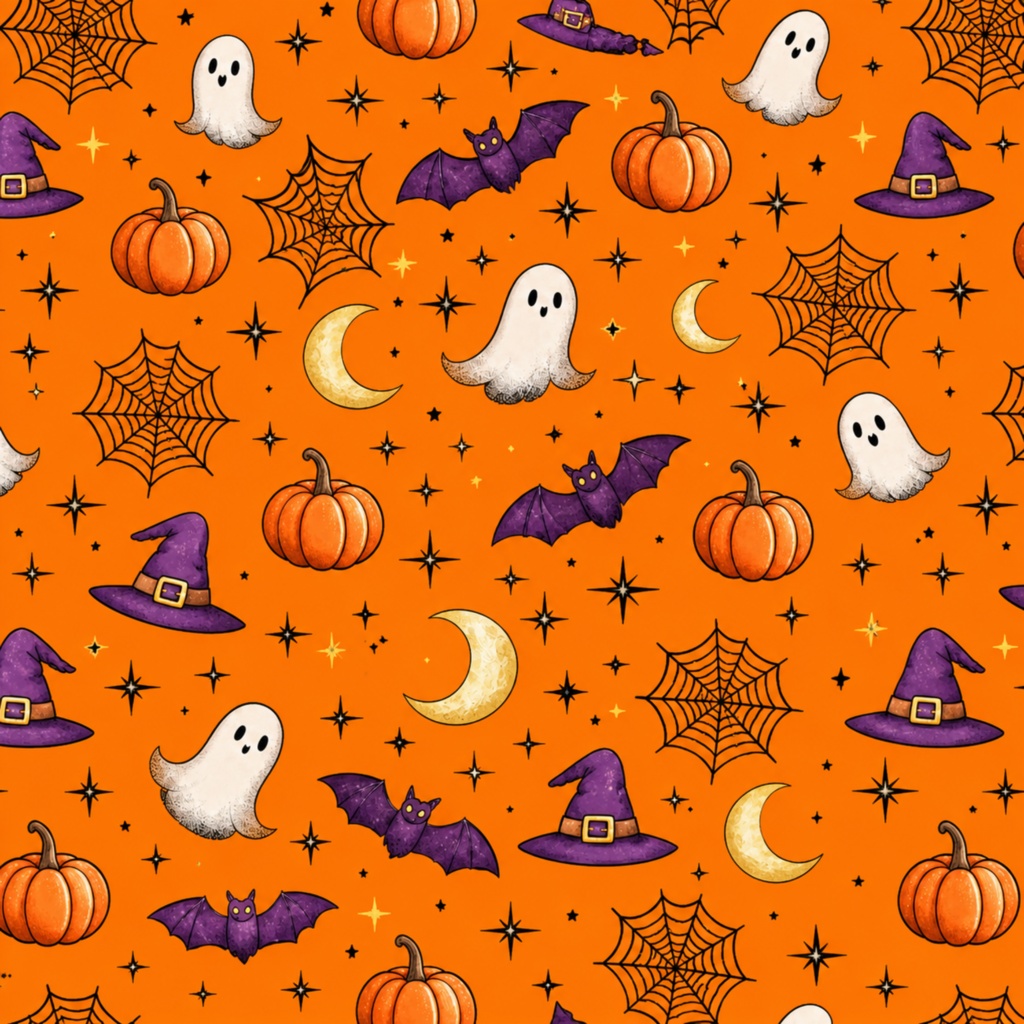     ハロウィン♡かぼちゃとおばけのシームレスデジタルペーパー