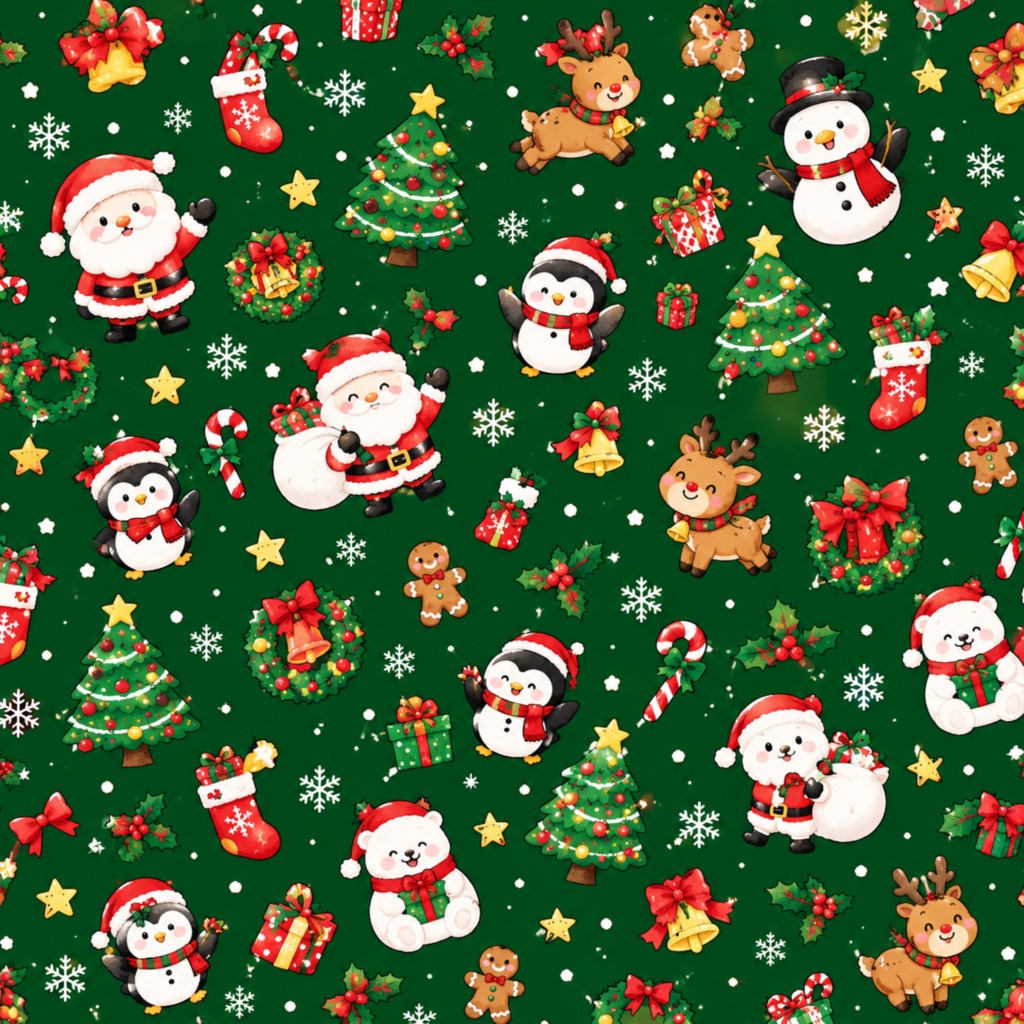 クリスマス♡かわいいサンタと仲間たち デザインペーパー