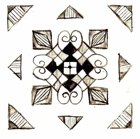 モノクロ幾何学花マスキングテープ