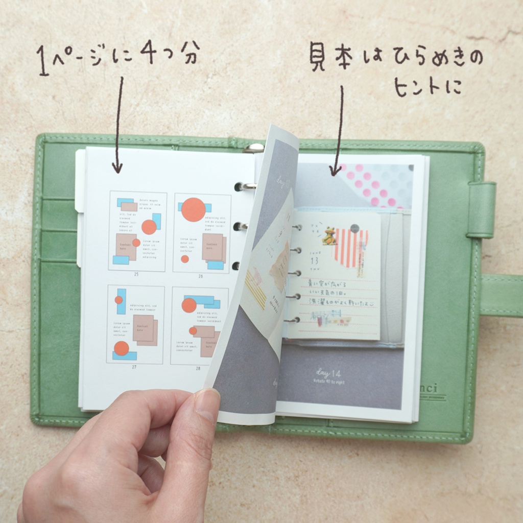 【システム手帳】Mini6サイズ Ver. 「32日分 コラージュテンプレート&見本写真」リフィルPDF