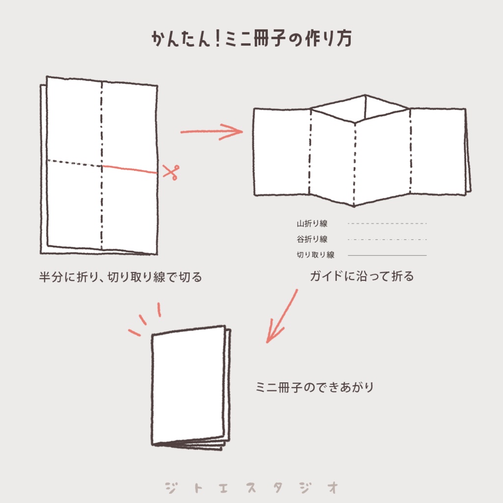 切って折って作るミニ冊子 Ver. 「32日分 コラージュテンプレート」PDF