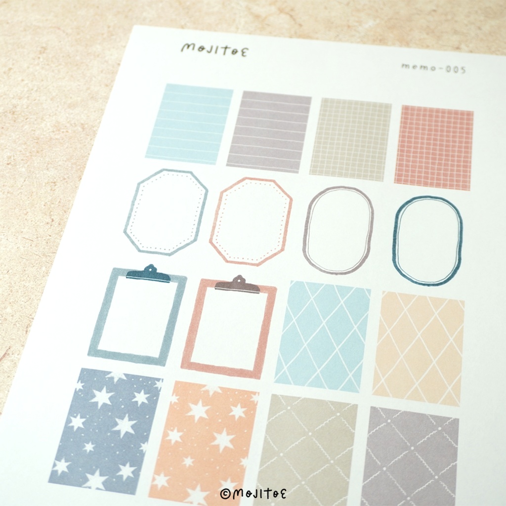 【手帳素材PDF】エモカラー ミニメモ