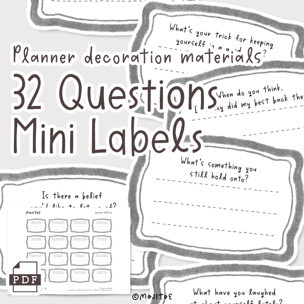 [Planner PDF] 32 Questions Mini Labels