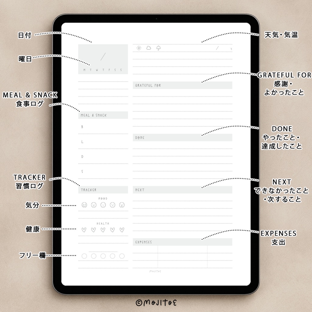 【PDF】デジタルプランナー ライフログ