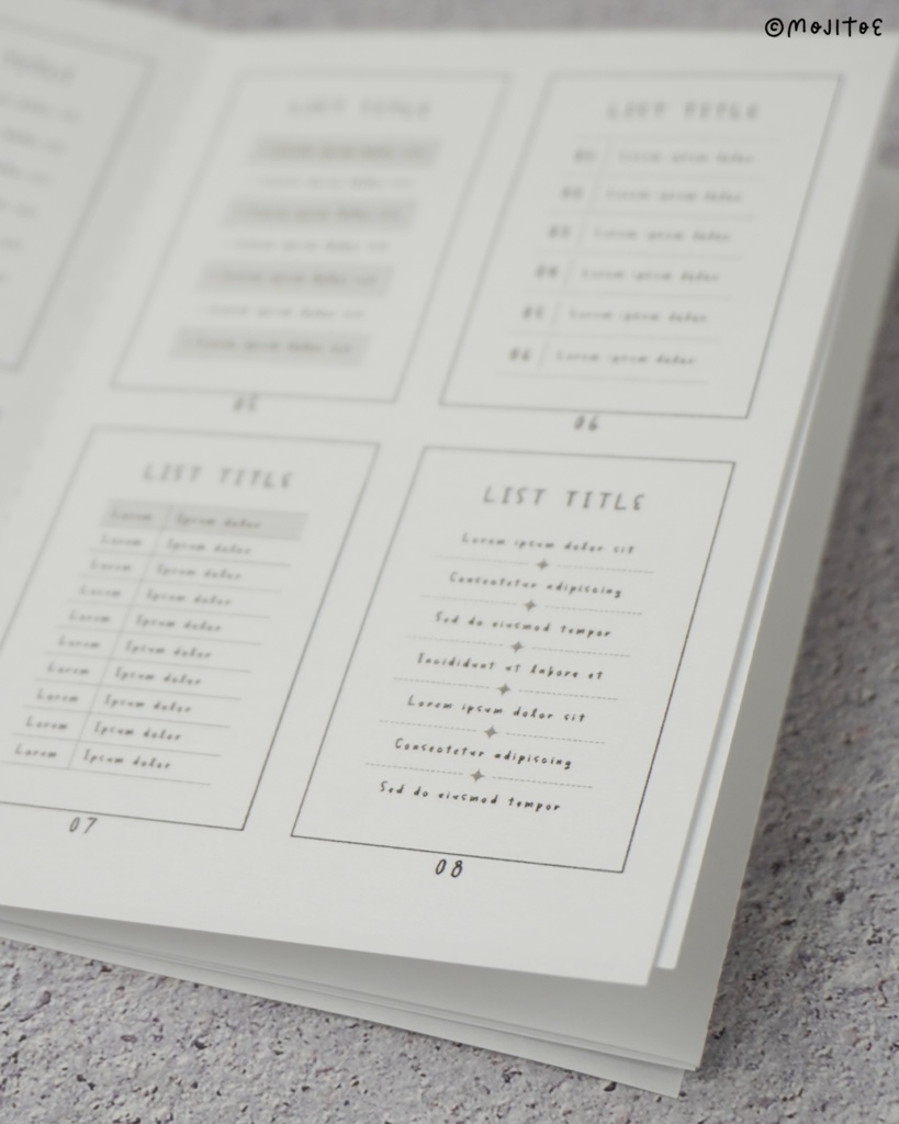 【PDF】24種のリストレイアウト アイデアミニブック